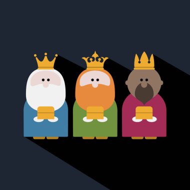 Three Kings on Epiphany day and a dark background clipart