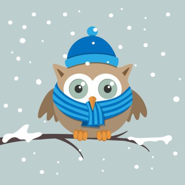 Bir kış gününde eşarp ile erkek baykuş