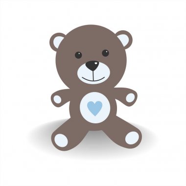 Beyaz bir arka plan üzerinde gölge ile mavi ayıcık