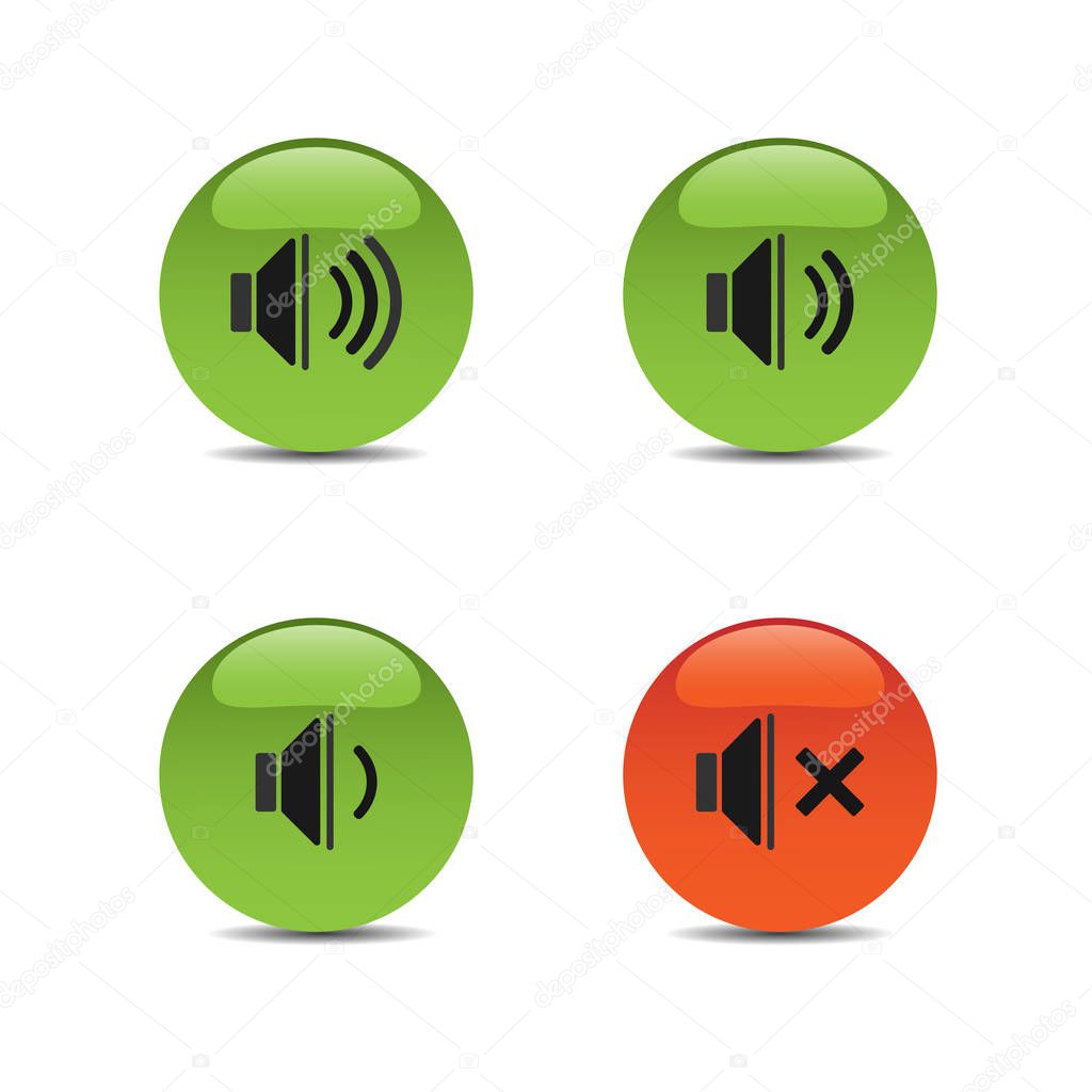 Sound icons on colored buttons and white background