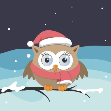 Santa Claus şapka dal ile kadın baykuş