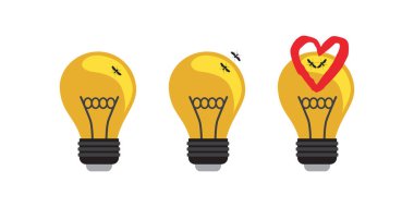 Bir ampul içinde iki sivrisinek arasındaki aşk hikayesi. Vektör çizim