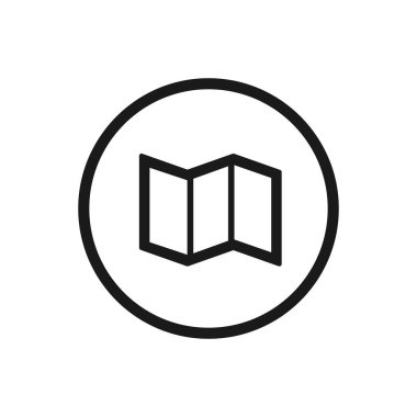 Beyaz bir arka plan üzerinde bir daire ile Triptych satırı simgesi. Vektör çizim