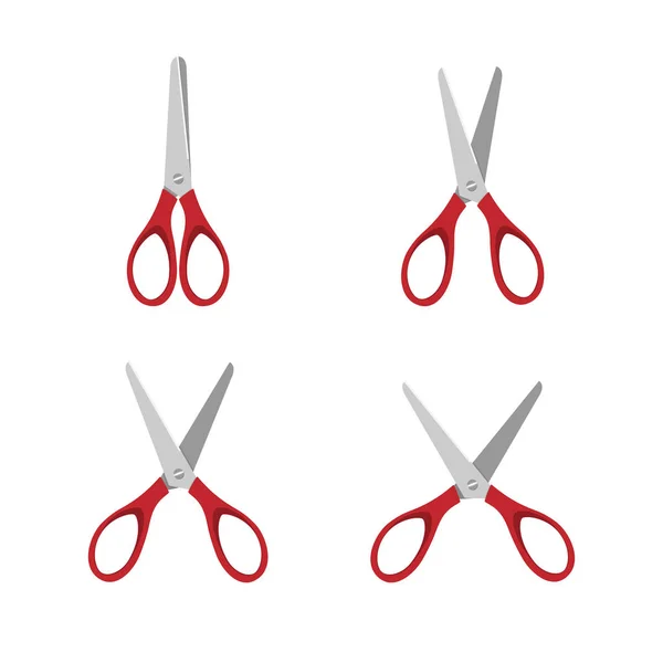 Red Scissors Set White Background Vector Illustration — Stock Vector