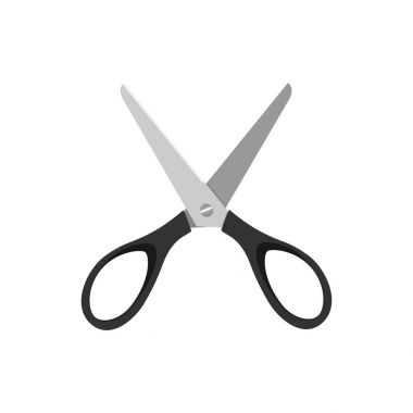 Siyah beyaz bir arka plan üzerinde çok açık makas. Vektör çizim