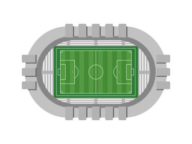 Beyaz arka plan üzerinde Futbol Stadyumu havadan görünümü. Vektör çizim