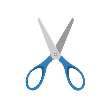 Beyaz bir arka plan üzerine açık mavi makas. Vektör çizim