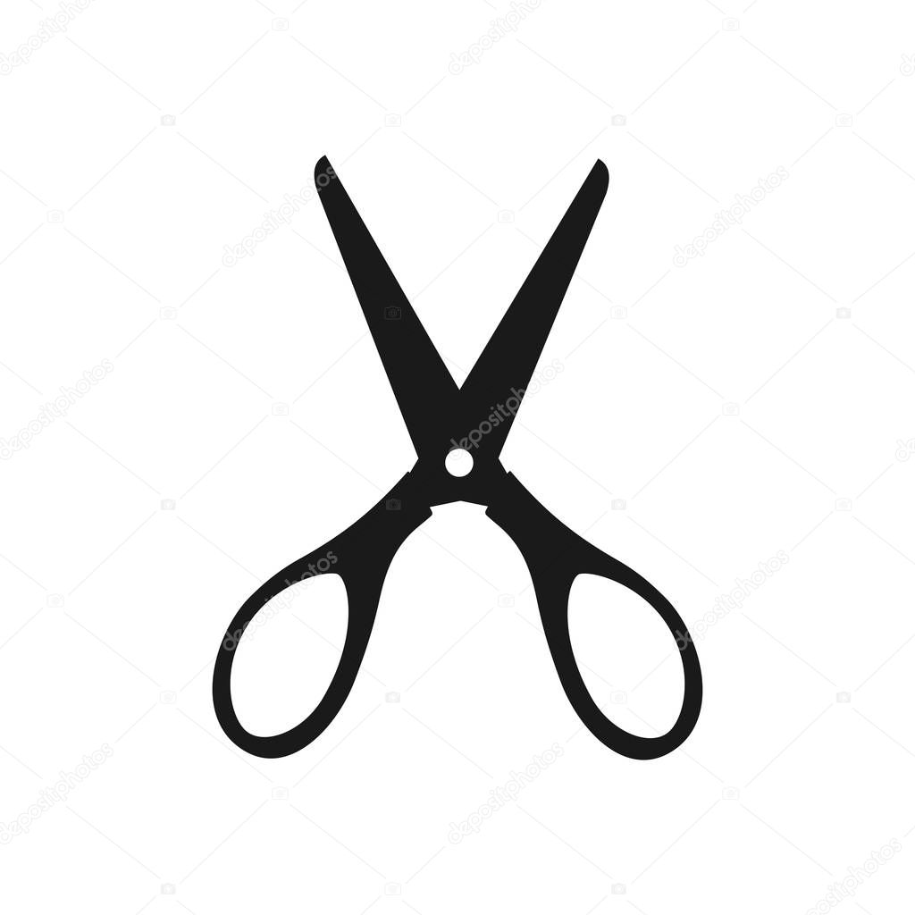 Silhouette of open scissors. Vector illustration