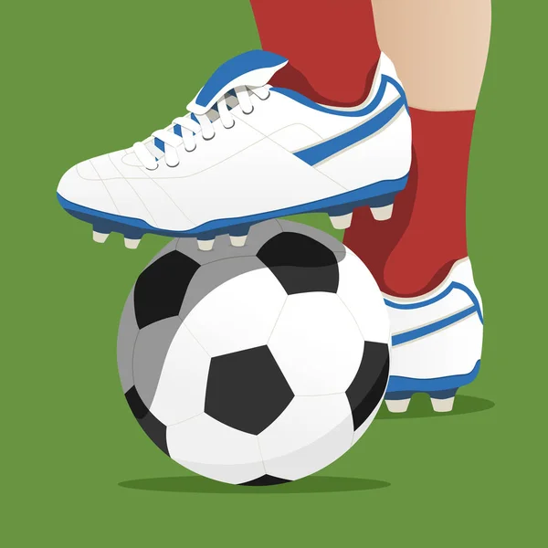 Footballer Stepping Ball Soccer Match Vector Illustration — Stock Vector