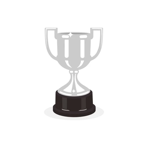 Trophy Silver Cup Flat Design White Background Award Cup Vector — Stock Vector