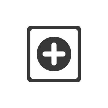 Eczane işareti. Düz haç simgesi. İzole görüntü. Vektör illüstrasyonu