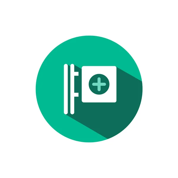 Ikona Křížové Lékárny Stínem Zeleném Kruhu Ploché Barevné Vektorové Lékárny — Stockový vektor