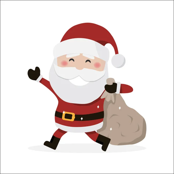Babbo Natale Isolato Con Una Borsa Mano Illustrazione Vettore Natale — Vettoriale Stock