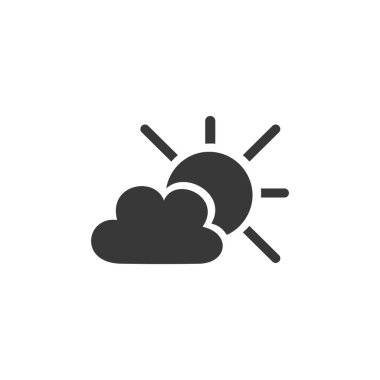 Güneş ve bulutlar. İzole edilmiş bir ikon. Hava durumu düz vektör illüstrasyonu