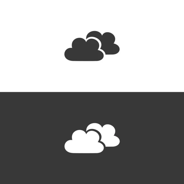 Облака Икона Черно Белом Фоне Плоская Векторная Иллюстрация Погоды — стоковый вектор