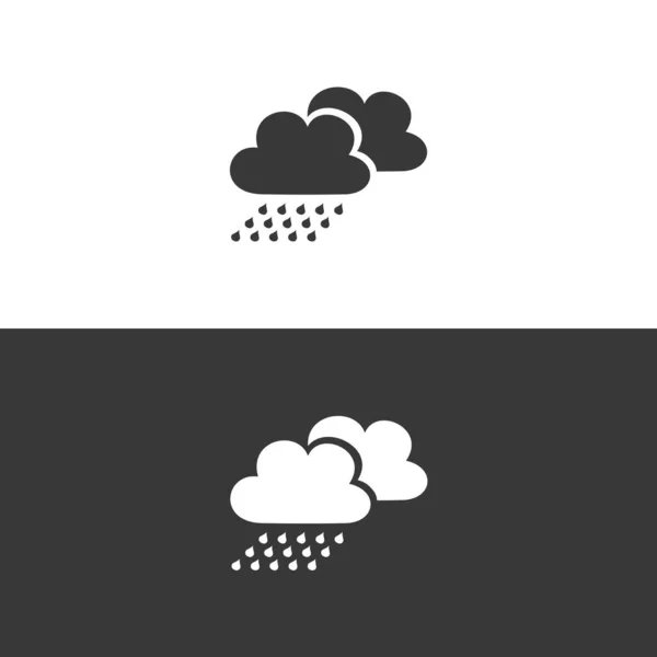 Pioggia Nuvole Icona Sfondo Bianco Nero Meteo Piatto Illustrazione Vettoriale — Vettoriale Stock