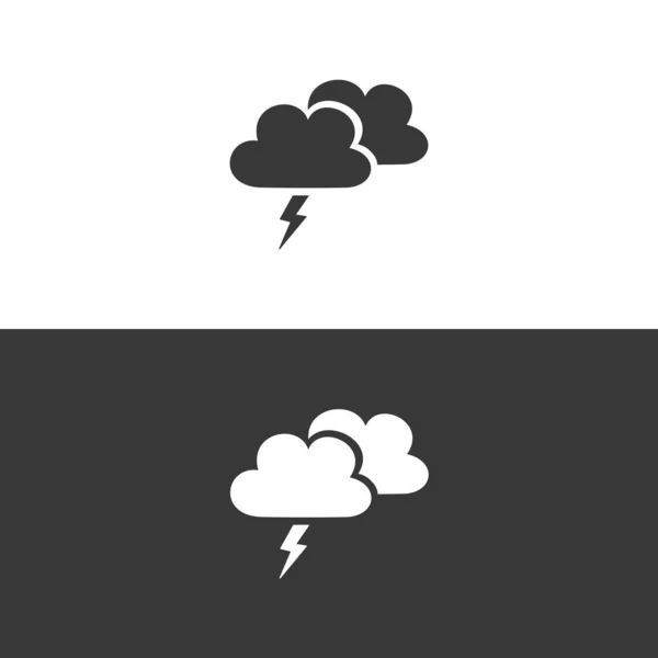 Stormen Ikon Svart Och Vit Bakgrund Väder Platt Vektor Illustration — Stock vektor