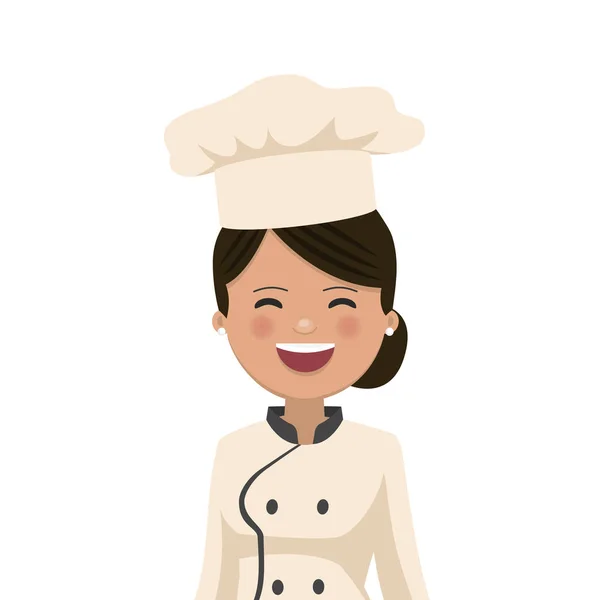 Joyeux Chef Femme Souriant Illustration Isolée Vectorielle Plate — Image vectorielle