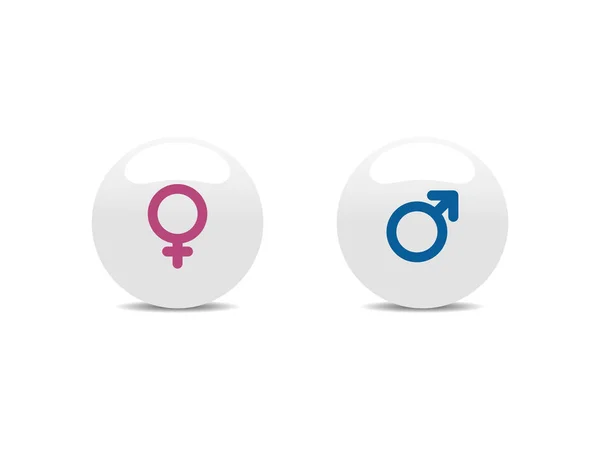 Male Female Icons White Buttons Flat Vector Illustration — Stock Vector