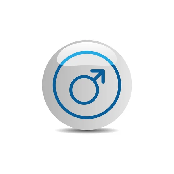 Male Symbol White Button Flat Vector Illustration — Stock Vector