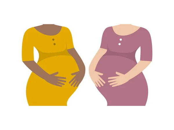 Mujeres Embarazadas Preparadas Ilustración Vectorial Plana — Archivo Imágenes Vectoriales