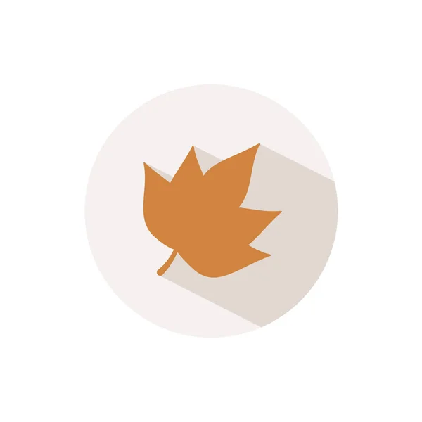 Herbstblatt Symbol Mit Schatten Auf Einem Beigen Kreis Herbst Flache — Stockvektor