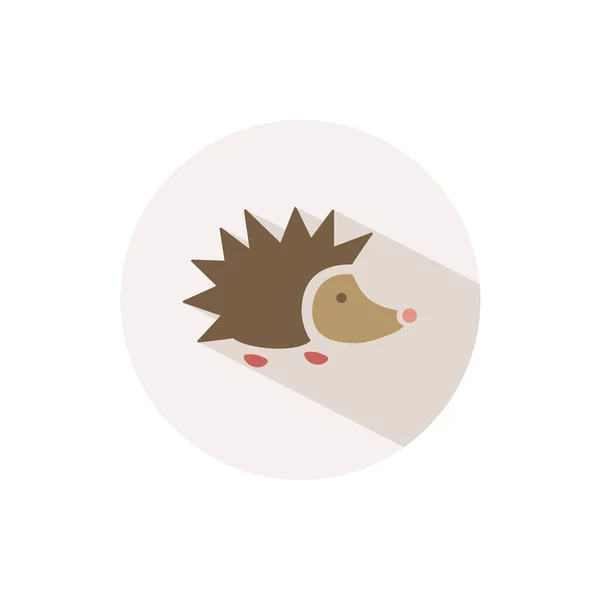 Hedgehog Icon Shadow Beige Circle Fall Flat Vector Illustration — Stock Vector