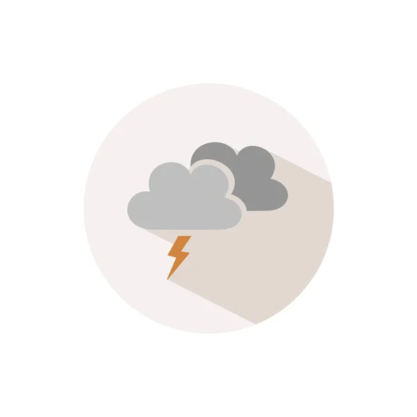 Tormenta Icono Con Sombra Círculo Beige Otoño Ilustración Vector Plano — Archivo Imágenes Vectoriales