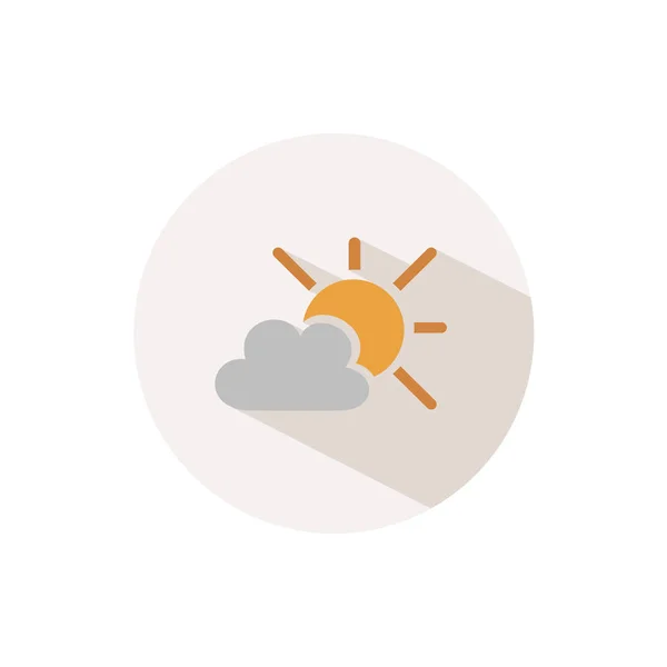 Sun Cloud Icon Shadow Beige Circle Fall Flat Vector Illustration — Stock Vector