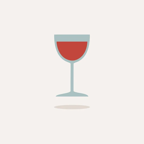 Wine Glass Icon Shadow Beige Background Drink Flat Vector Illustration — 스톡 벡터