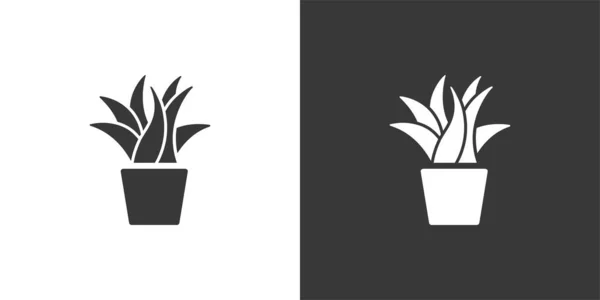 Planta Ícone Isolado Fundo Preto Branco Ilustração Vetorial Jardinagem —  Vetores de Stock