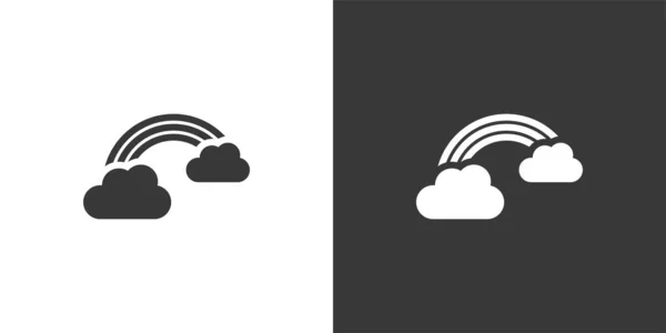 Ουράνιο Τόξο Και Σύννεφα Μεμονωμένο Εικονίδιο Ασπρόμαυρο Φόντο Εικόνα Διανύσματος — Διανυσματικό Αρχείο