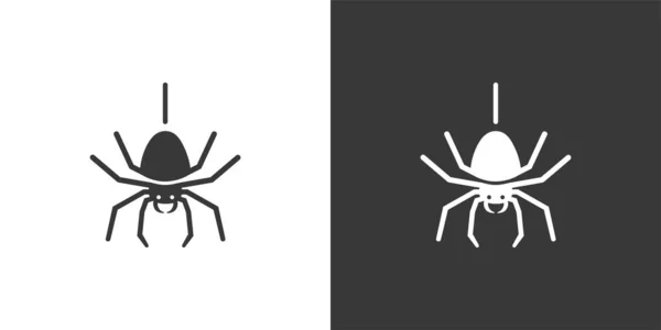 Aranha Ícone Isolado Fundo Preto Branco Ilustração Vector Animal —  Vetores de Stock