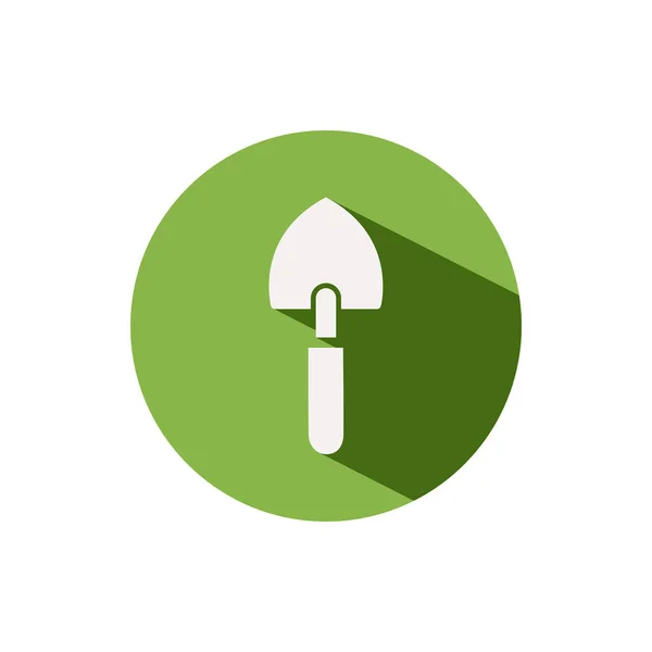 Zahradní Lopata Ikona Zeleném Kruhu Obrázek Vektoru Nástroje — Stockový vektor