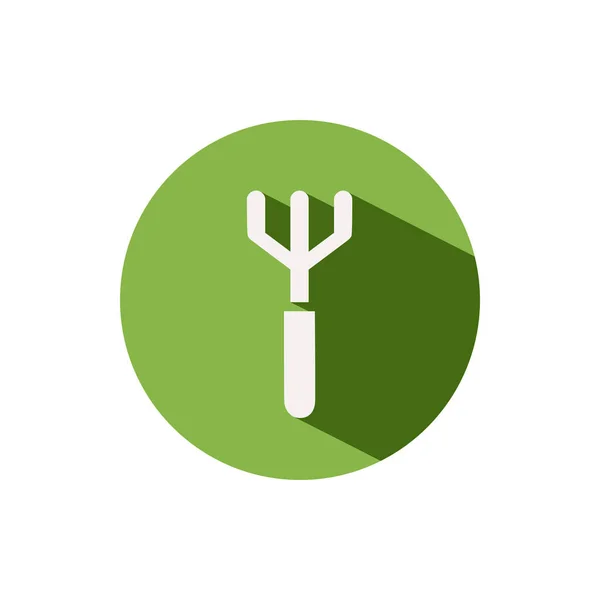 Zahradní Hrábě Ikona Zeleném Kruhu Obrázek Vektoru Nástroje — Stockový vektor