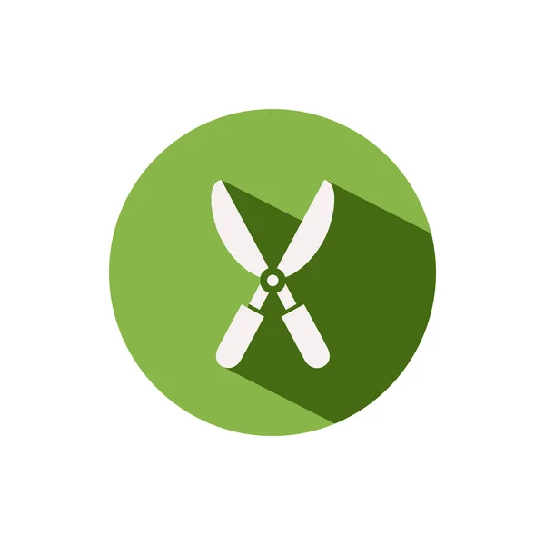 Zahradnické Nůžky Ikona Zeleném Kruhu Obrázek Vektoru Nástroje — Stockový vektor
