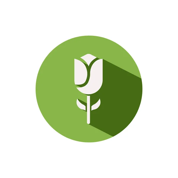 Tulipán Egy Ikon Egy Zöld Körön Virág Vektor Illusztráció — Stock Vector