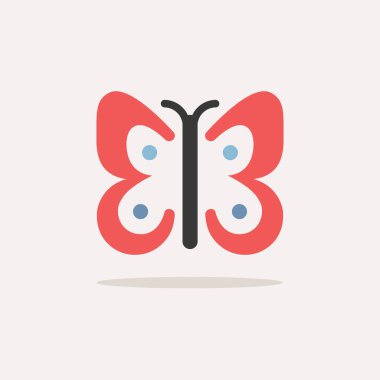 Kelebek. Gölgeli renkli simge. Bahar vektörü illüstrasyonu