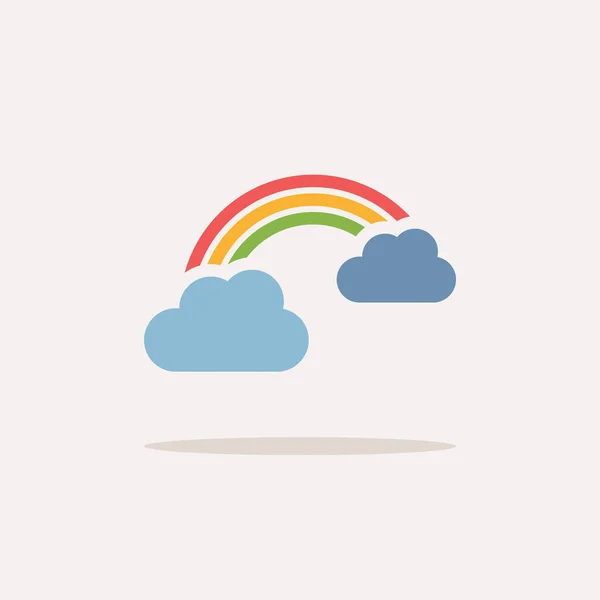 Rainbow Clouds Color Icon Shadow Weather Vector Illustration — Stock Vector