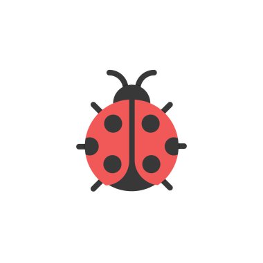 Uğur böceği. Düz renk simgesi. Hayvan vektör illüstrasyonu