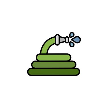 Hortum. Doldurulmuş renk simgesi. Bahçe vektörü illüstrasyonu