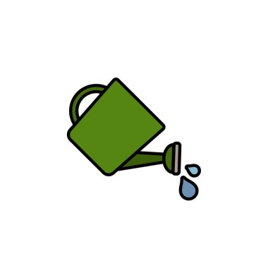 Su bidonu. Doldurulmuş renk simgesi. Bahçe vektörü illüstrasyonu