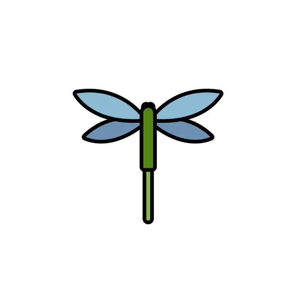 Dragonfly Filled Color Icon Animal Vector Illustration — Stock Vector