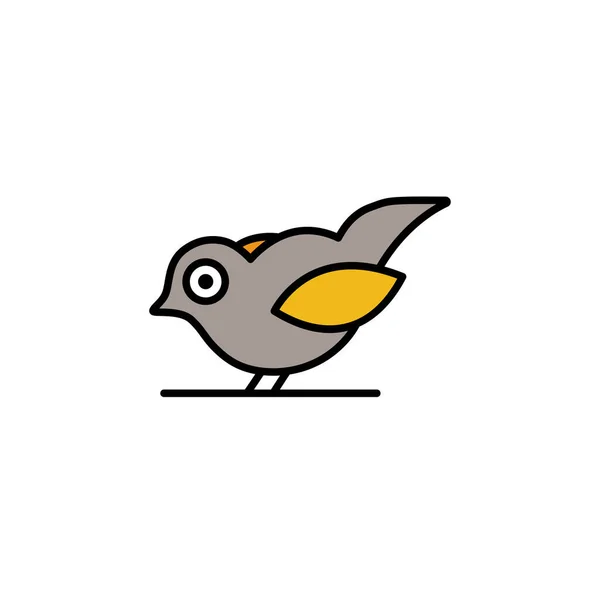 Küçük Kuş Doldurulmuş Renk Simgesi Hayvan Vektör Illüstrasyonu — Stok Vektör