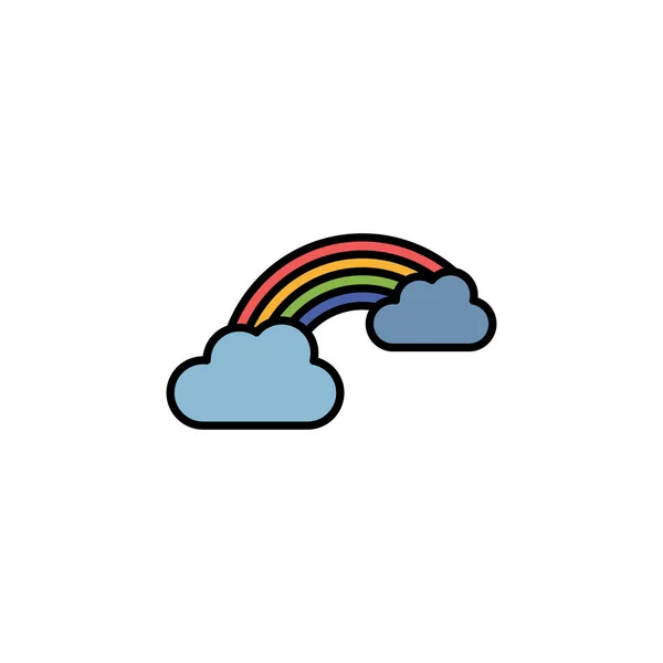 Rainbow Clouds Filled Color Icon Weather Vector Illustration — Stock Vector