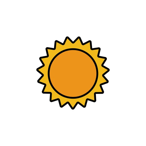 Sun Filled Color Icon Weather Vector Illustration — Stock Vector