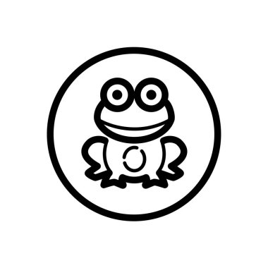 Kurbağa. Daire şeklinde bir taslak simgesi. Hayvan vektör illüstrasyonu