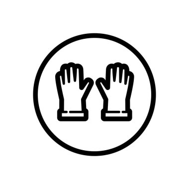 Bahçe eldivenleri. Daire şeklinde bir taslak simgesi. Kıyafet vektör illüstrasyonu