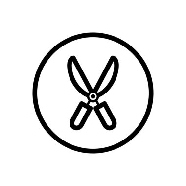 Bahçe makası. Daire şeklinde bir taslak simgesi. Araç vektör illüstrasyonu