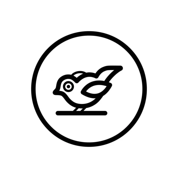 Kleiner Vogel Umrisssymbol Einem Kreis Animal Vector Illustration — Stockvektor